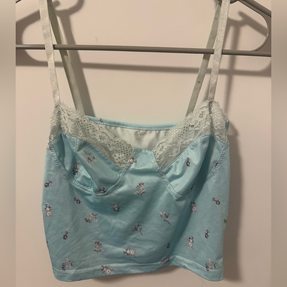 Light Blue Camisole with Lace Detail